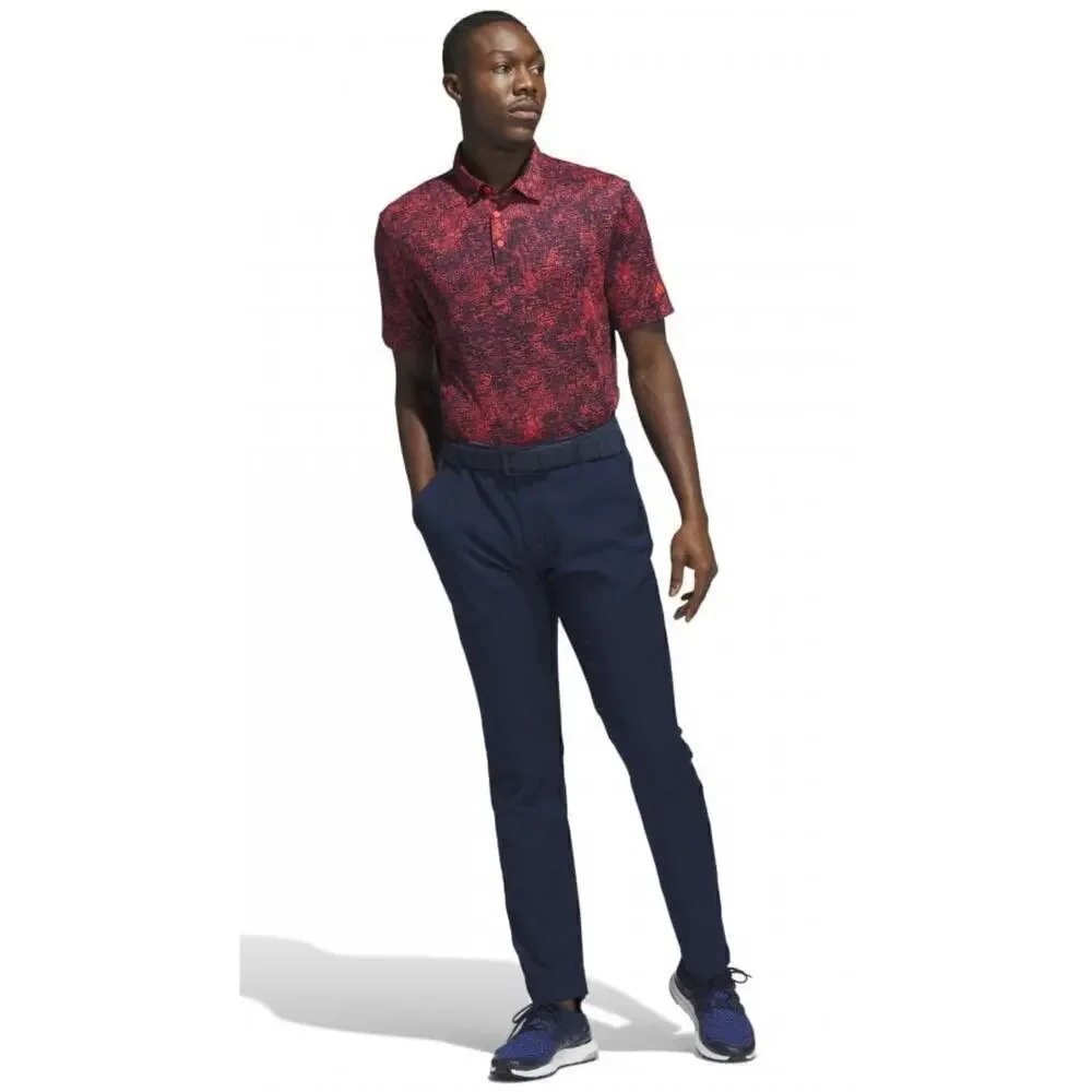 Adidas Golf Polo Aerial Jacquard Red Black Medium NWT